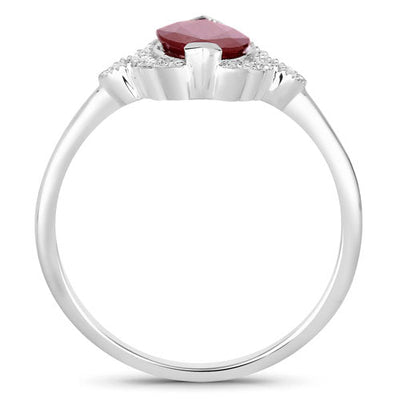 1.54 Carat Ruby and Diamond 14K White Gold Engagement Ring