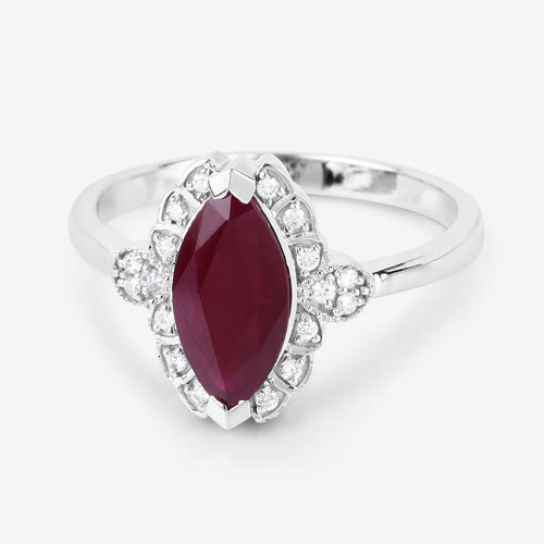 1.54 Carat Ruby and Diamond 14K White Gold Engagement Ring