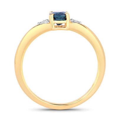 0.84 Carat Blue Sapphire and Diamond 14K Yellow Gold Ring