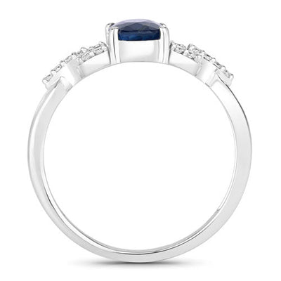 1.12 Carat Blue Sapphire & Diamond 14K White Gold Engagement Ring