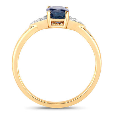 1.01 Carat Blue Sapphire and Diamond 14K Yellow Gold Ring