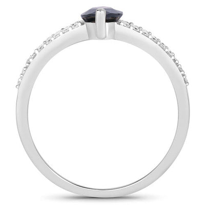 1.49 Carat Blue Sapphire and Diamond 14K White Gold Engagement Ring