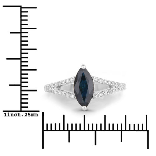 Anillo de Compromiso de Zafiro Azul y Diamante de 1.49 Quilates en Oro Blanco de 14K