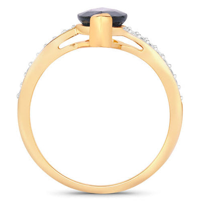 Anillo de Compromiso de Zafiro Azul y Diamante de 2.26 Quilates en Oro Amarillo de 14K