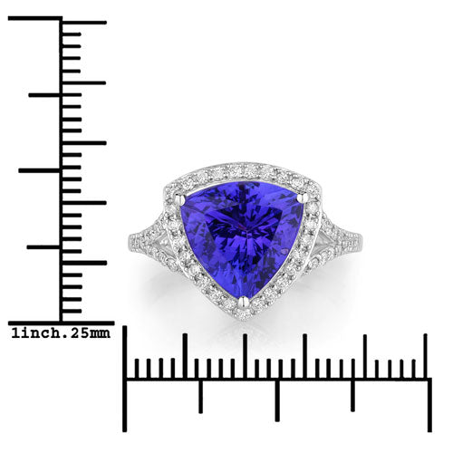Bague en Or Blanc 14K avec Tanzanite et Diamant de 4,42 Carats