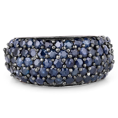 3.28 Carat Blue Sapphire & White Topaz Sterling Silver Ring