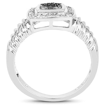 0.19 Carat Black and White Diamond Sterling Silver Engagement Ring