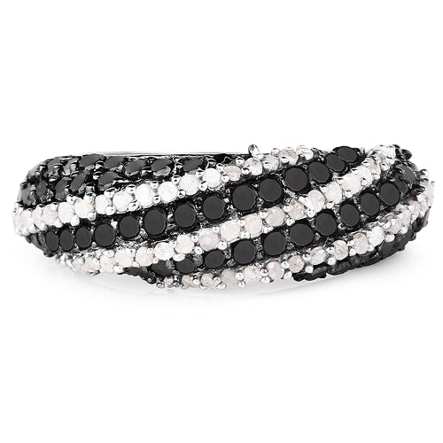 Anillo de Diamante Negro y Blanco de 1.25 Quilates en Plata Esterlina