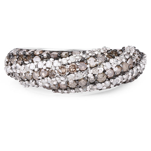 Bague de fiançailles en argent sterling avec diamants champagne et blancs de 1,25 carat