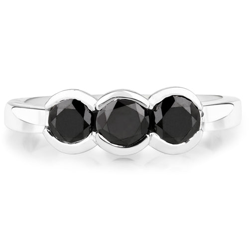 1.22 Carat Genuine Black Diamond Sterling Silver Engagement Ring