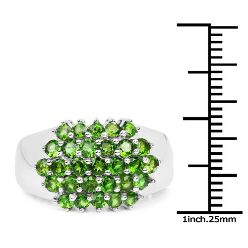 1.93 Carat Genuine Chrome Diopside Sterling Silver Engagement Ring