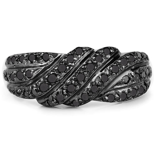 Bague de fiançailles en argent sterling avec diamant noir véritable de 0,35 carat