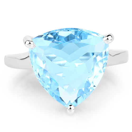 9.00 Carat Genuine Blue Topaz Sterling Silver Ring