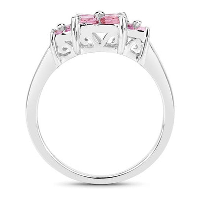 0.96 Carat Genuine Pink Sapphire .925 Sterling Silver Engagement Ring