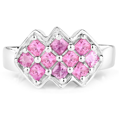 1.20 Carat Genuine Pink Sapphire Sterling Silver Ring