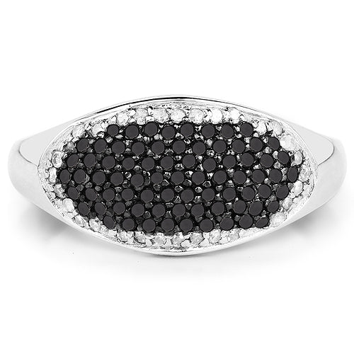 0.46 Carat Black and White Diamond Sterling Silver Engagement Ring