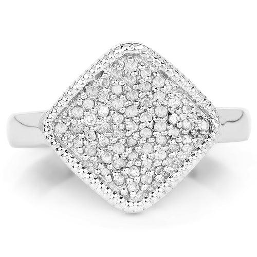 0.23 Carat Genuine White Diamond Sterling Silver Engagement Ring