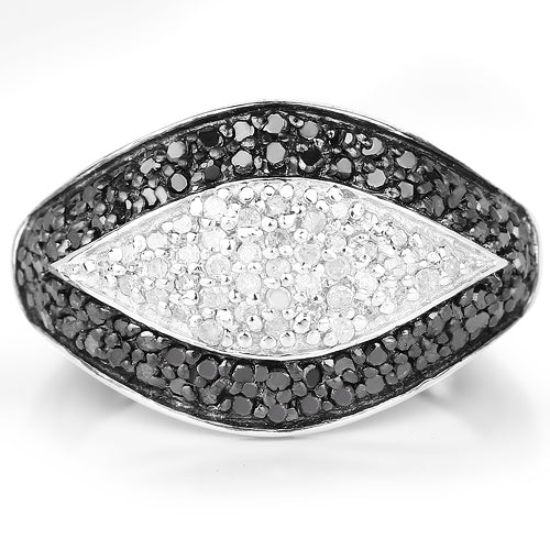 0.51 Carat Genuine Black Diamond & White Diamond Ring