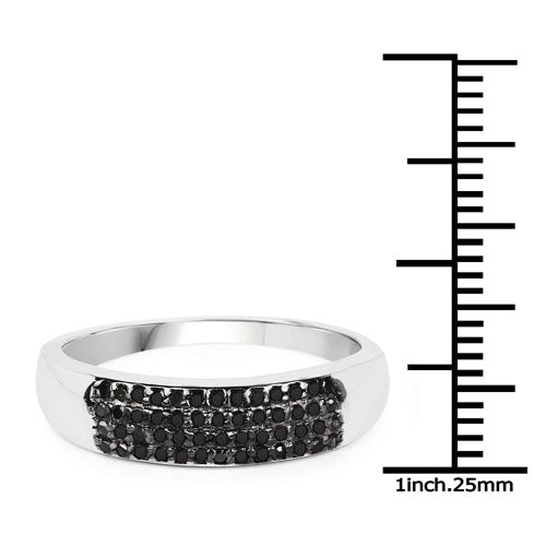 0.22 Carat Genuine Black Diamond Sterling Silver Engagement Ring