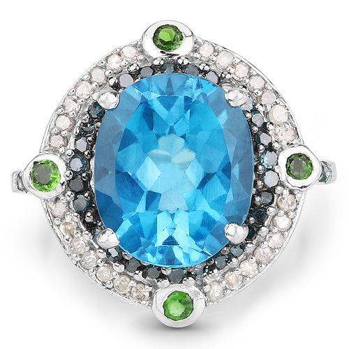 5.84 Carat Genuine Multi-Stone .925 Sterling Silver Engagement Ring