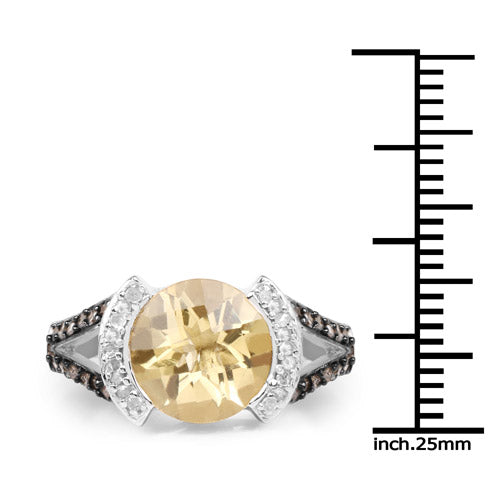 Anillo de Compromiso de Citrino y Diamante de 3.64 Quilates en Plata Esterlina .925