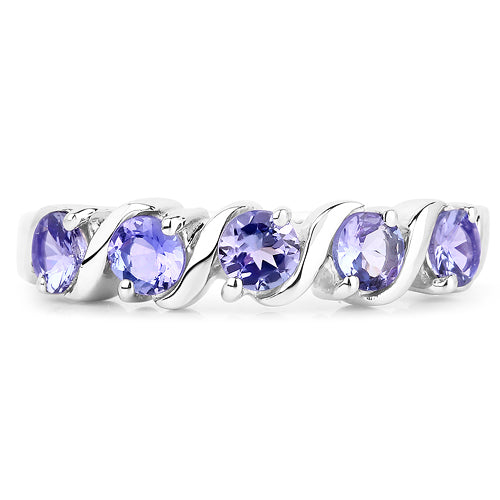 Anillo de Compromiso de Plata Esterlina con Tanzanita Genuina de 1.15 Quilates