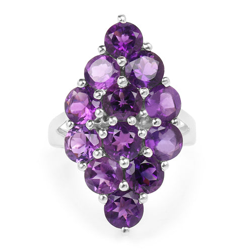 6.78 Carat Genuine Amethyst Sterling Silver Engagement Ring