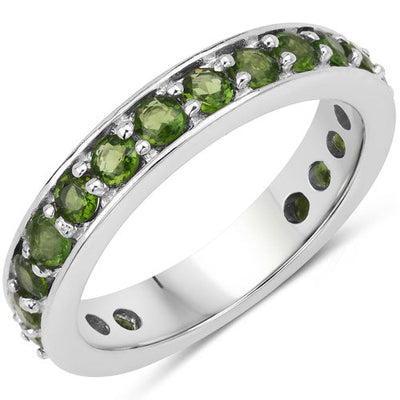 1.33 Carat Genuine Chrome Diopside .925 Sterling Silver Engagement Ring