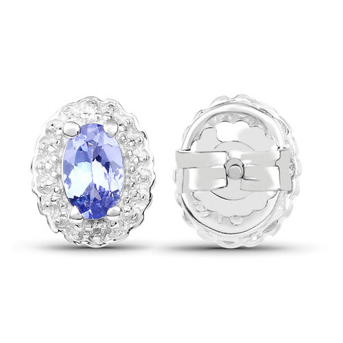 Ensemble de bijoux en tanzanite véritable de 2,46 carats et topaze blanche