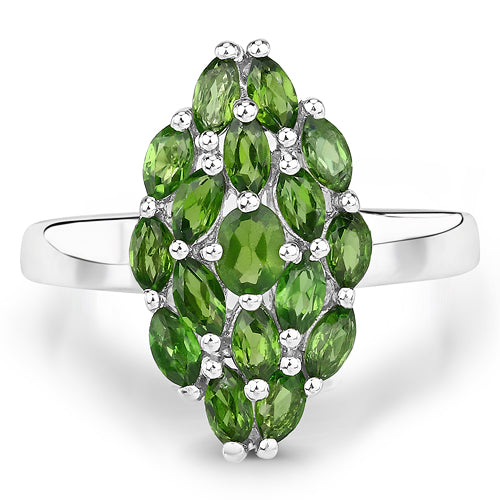 1.28 Carat Genuine Chrome Diopside .925 Sterling Silver Engagement Ring