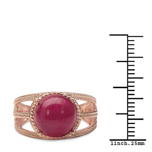 14K Rose Gold Plated 6.55 Carat Ruby Sterling Silver Ring