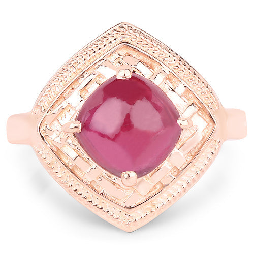 14K Rose Gold Plated 3.15 Carat Genuine Ruby Ring
