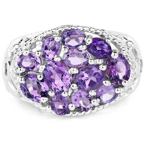Anillo de Compromiso de Plata Esterlina con Amatista Genuina de 2.64 Quilates