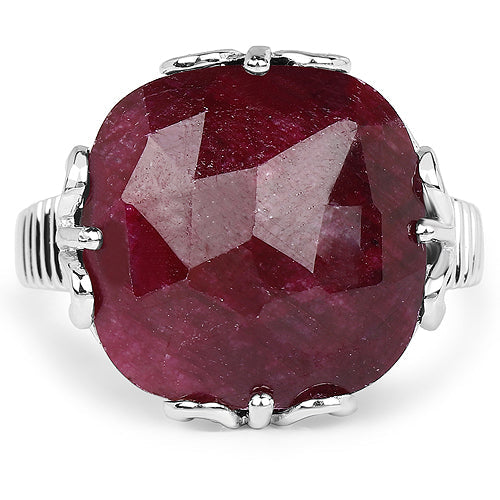 Bague de fiançailles en argent sterling .925 avec rubis teinté de 13,65 carats