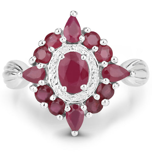 2.89 Carat Genuine Ruby .925 Sterling Silver Engagement Ring