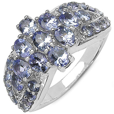 Bague de fiançailles en argent sterling avec tanzanite véritable de 2,43 carats