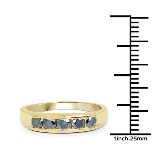 Bague de fiançailles en argent sterling plaqué or jaune 14K avec diamants bleus