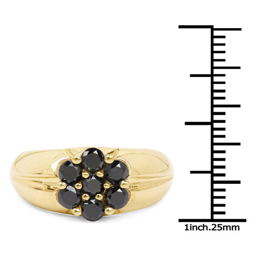 14K Yellow Gold Plated Black Diamond Sterling Silver Engagement Ring