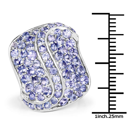 Bague de fiançailles en argent sterling avec tanzanite véritable de 3,65 carats