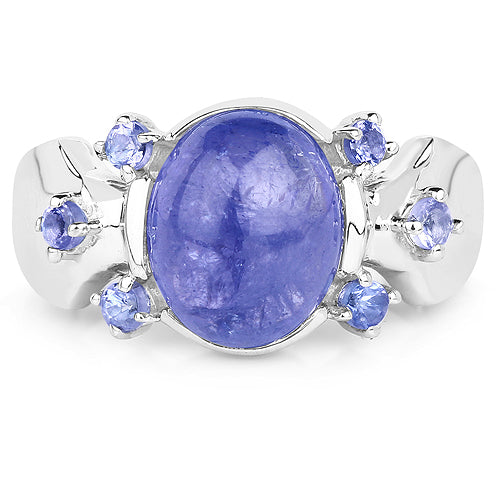 Bague de fiançailles en argent sterling avec tanzanite véritable de 3,76 carats