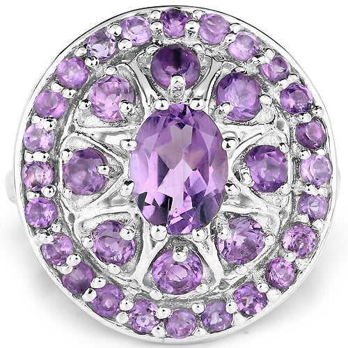 Bague florale en améthyste véritable de 2,67 carats en argent sterling