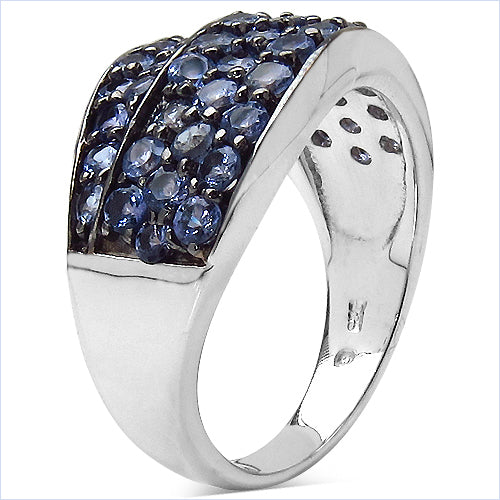 1.68 Carat Genuine Tanzanite Sterling Silver Engagement Ring