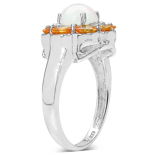 Bague en argent sterling avec opale éthiopienne et spessartite de 2,65 carats