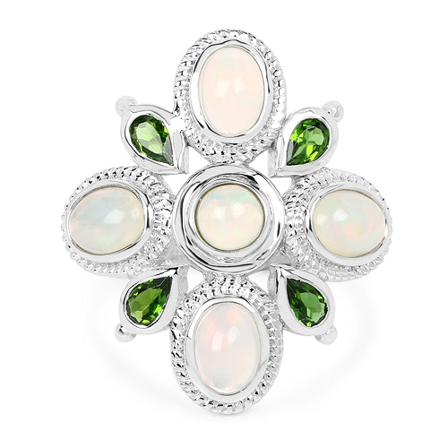 Anillo de Ópalo Etíope y Diopside Cromado de 2.97 Quilates