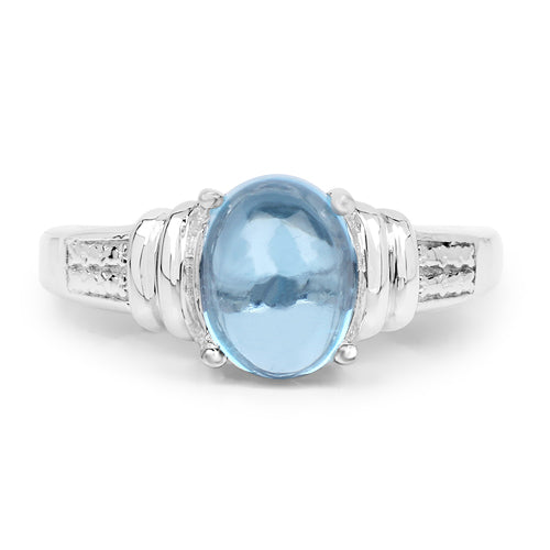 Anillo de plata esterlina con topacio suizo azul genuino de 2.10 quilates