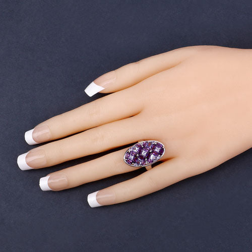 3.13 Carat Amethyst, Tanzanite & White Topaz Sterling Silver Ring