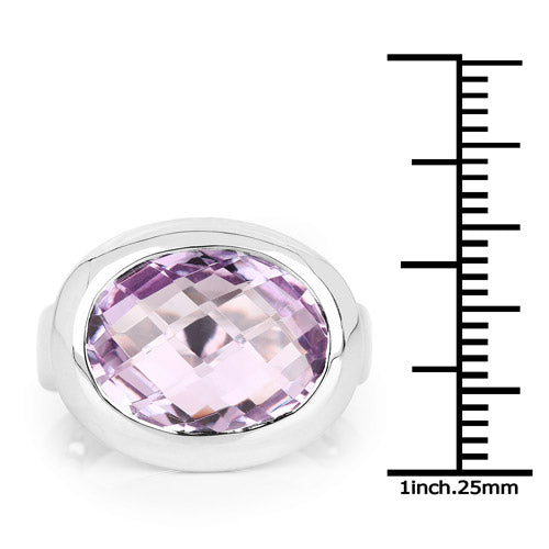 8.00 Carat Pink Amethyst Sterling Silver Engagement Ring