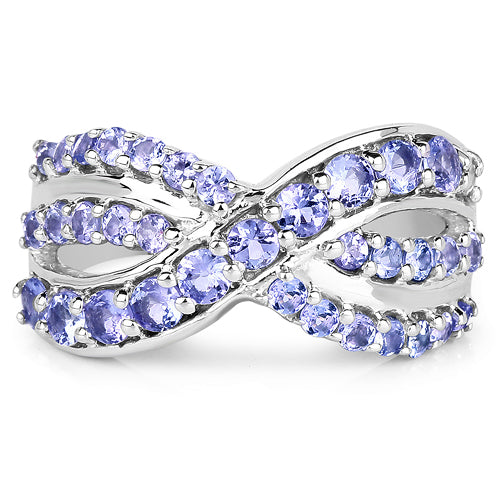 1.49 Carat Genuine Tanzanite Sterling Silver Engagement Ring