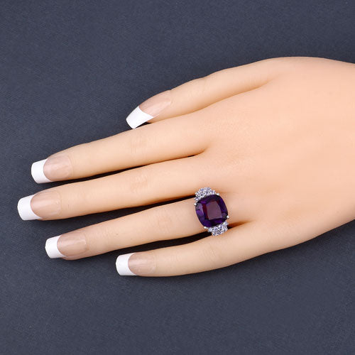 Bague en argent sterling avec améthyste et tanzanite de 6,34 carats