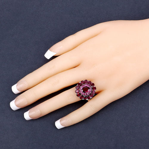 6.19 Carat Genuine Rhodolite and White Topaz Sterling Silver Ring